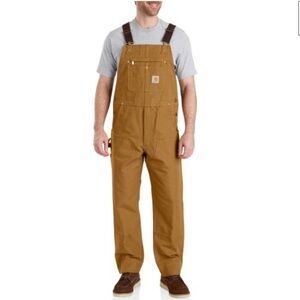 CARHARTT 34 x 32 Khaki Brown Duck Multi Compartment Bib Overalls